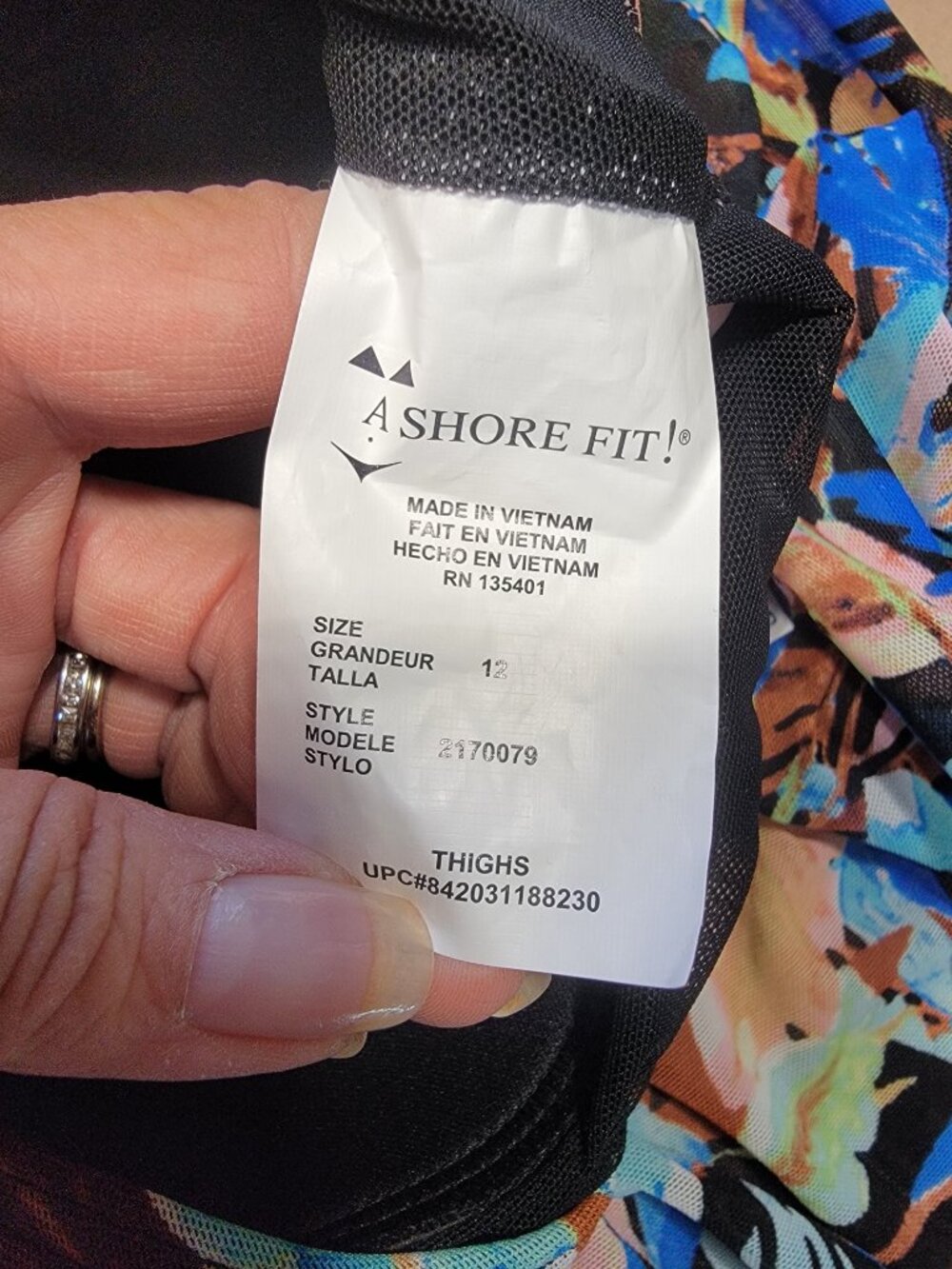 A Shore Fit Size 12 Black Blue Teal Aqua Brown Mesh Overlay 1 Piece Swimsuit NEW - Picture 8 of 10